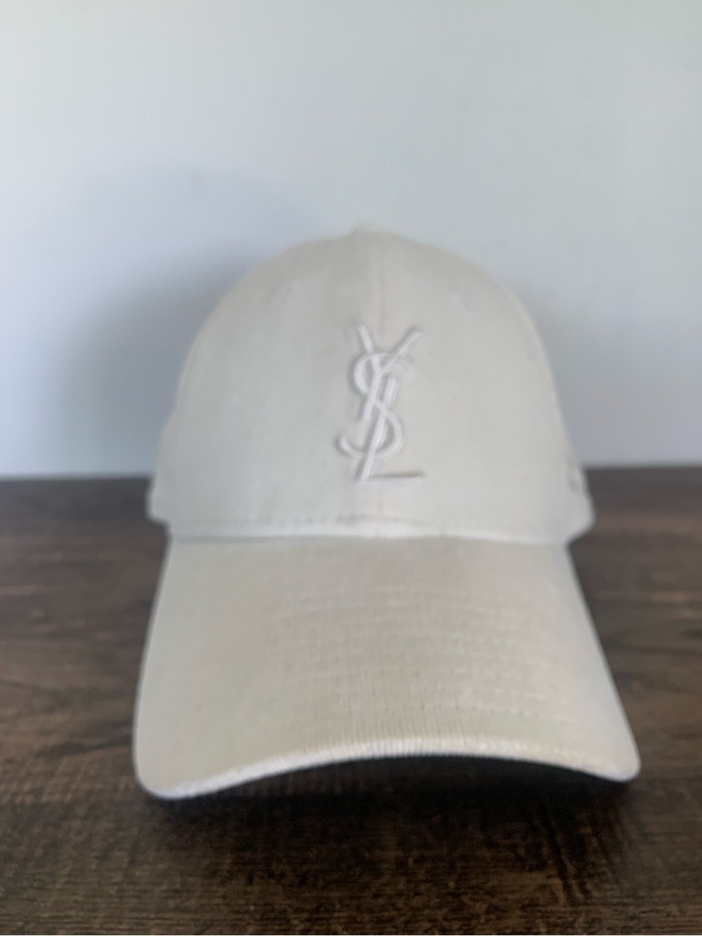 Saint Laurent x New Era YSL Logo 9FORTY Adjustable Cream Baseball Cap Hat RARE